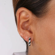 Orecchini in Argento 925 cerchietti con intrecci di zirconi bianchi e smalti