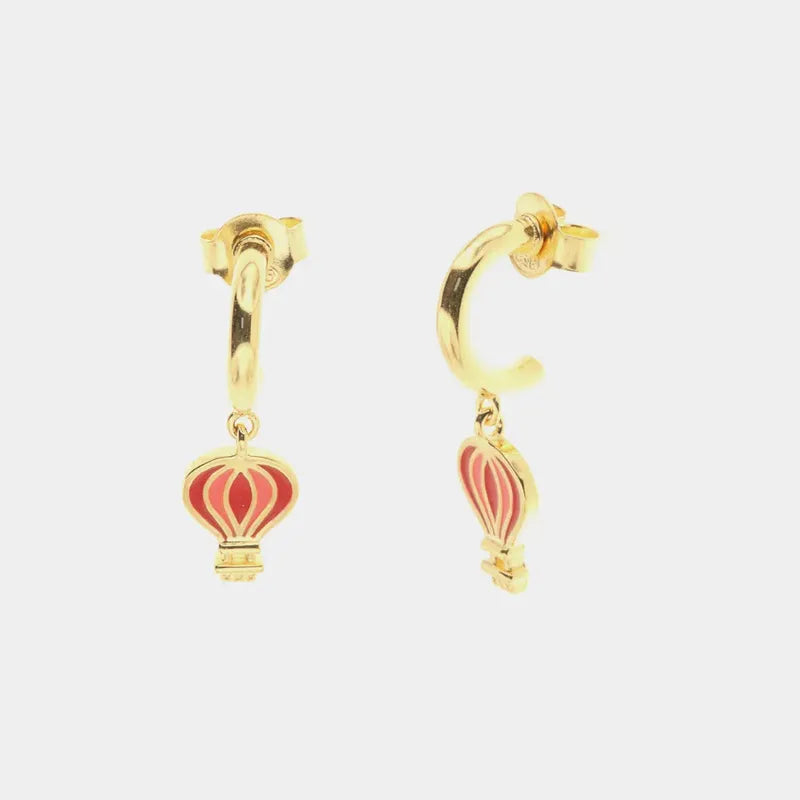 Orecchini in Argento 925 con pendenti a forma di mongolfiera impreziosita da smalti colorati