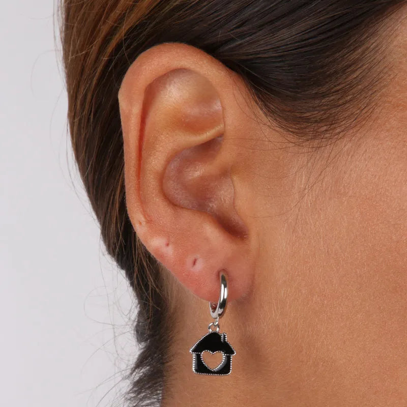 MonoOr in Argento 925 a forma di casa con smalto nero BYS - gioiello BySimon