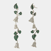 Orecchini in Argento 925 pendenti con foglie e fiori impreziositi da zirconi