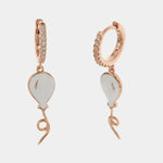 Orecchini in Argento 925 con chiusura a scatto tempestata da zirconi bianchi e palloncino con smalto bianco