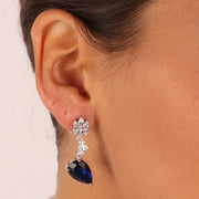Orecchini in Argento 925 impreziositi da zirconi bianchi con zircone blu pendente a goccia