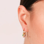 Orecchini in Argento 925 con chiusura a scatto e stelle pendenti in zirconi multicolor