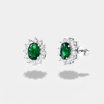 Orecchini in Argento 925 con zirconi bianchi e zircone centrale effetto verde smeraldo - BYSIMON gioielli