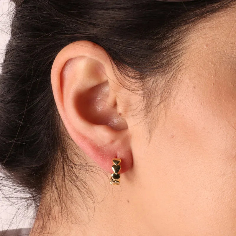 925 Silver circle earrings with hearts