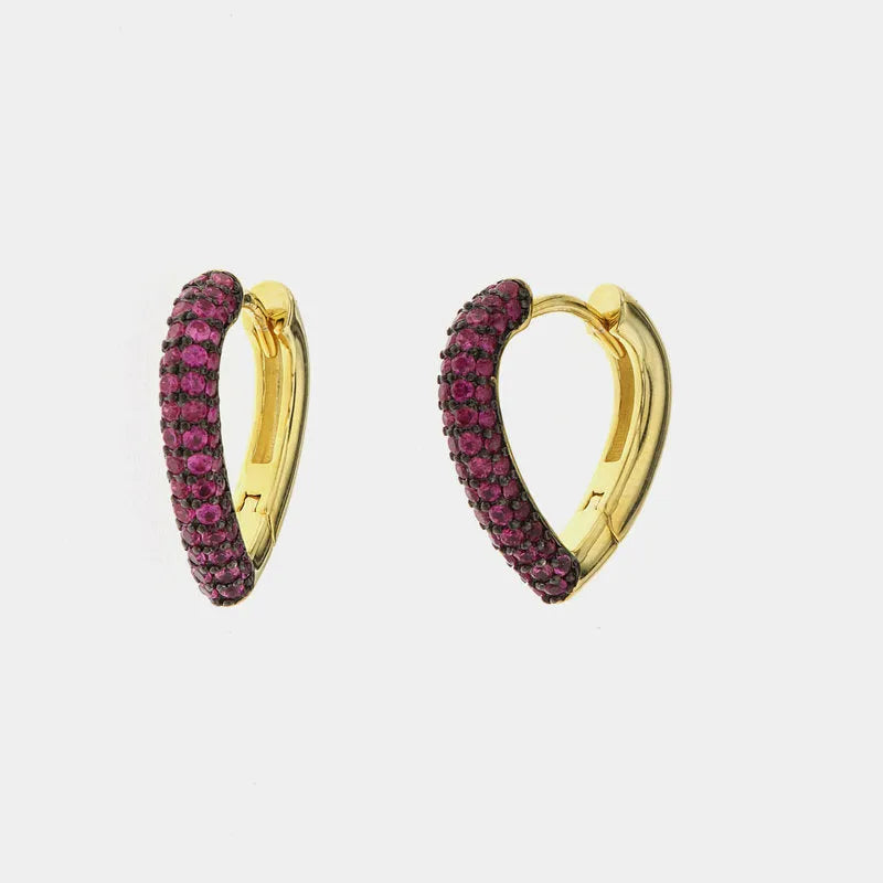 Heart earrings in 925 Silver with purple zircon detail