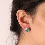 Orecchini in Argento 925 con smalto color acqua marina e zircone effetto ghiaccio