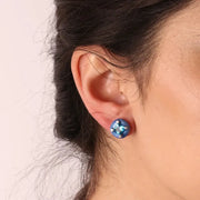 Orecchini in Argento 925 con smalto blu cobalto e zirconi