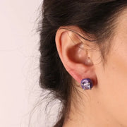 Orecchini in Argento 925 con smalto viola e zircone centrale viola