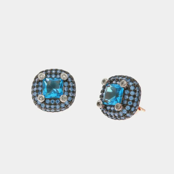 Orecchini in Argento 925 con zirconi blu e bianchi