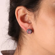 Orecchini in Argento 925 con zirconi viola e rosa