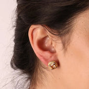 Orecchini in Argento 925 con zirconi bianchi e zircone centrale color champagne