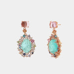 Orecchini in Argento 925 con zircone centrale color acqua marina effetto ghiaccio impreziosito da zirconi multicolor