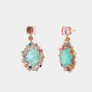 Orecchini in Argento 925 con zircone centrale color acqua marina effetto ghiaccio impreziosito da zirconi multicolor