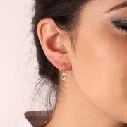 Orecchini in Argento 925 semicerchi aperti con cristallo bianco pendente