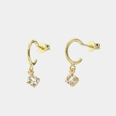 Orecchini in Argento 925 semicerchi aperti con cristallo bianco pendente