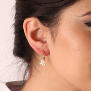 Orecchini in Argento 925 semicerchi con cristalllo bianco e stella pendente