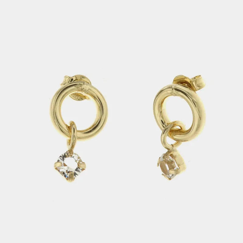 Orecchini in Argento 925 a forma di cerchio con punto luce bianco pendenti