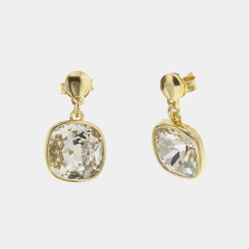 Orecchini in Argento 925 a forma quadrata con cristalli