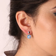 Orecchini in Argento 925 a forma quadrata  con cristalli blu