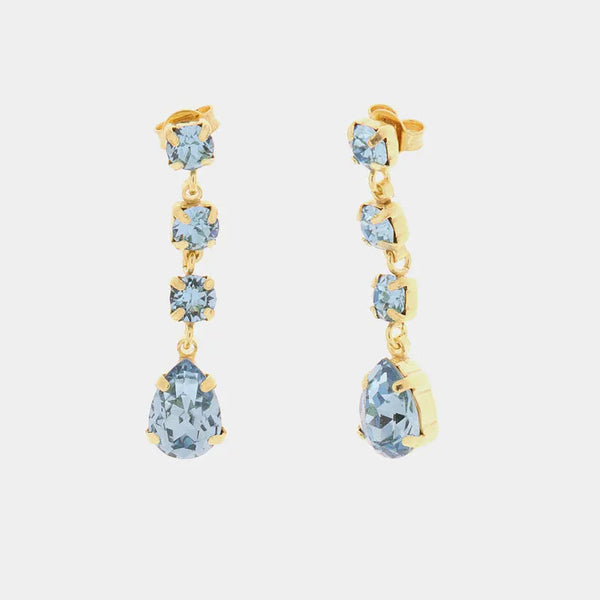 Orecchini argento 925 con cristalli pendenti acquamarina - BYSIMON gioielli