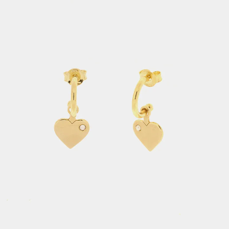 Orecchini in Argento 925 con cuore pendente a semi cerchio impreziosito da punto luce
