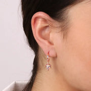 Orecchini in Argento 925 con campanella portafortuna tempestata da zirconi multicolore