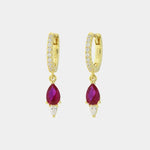 Orecchini in Argento 925 a cerchietto impreziosito da zirconi bianchi e zircone viola pendente - BYSIMON gioielli