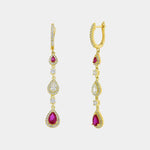 Orecchini in Argento 925 con zirconi bianchi e fucsia pendenti - BYSIMON gioielli