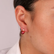Orecchini in Argento 925 con punto luce a cuore di colore rosso