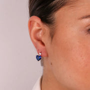 Orecchini in Argento 925 con punto luce a cuore di colore blu