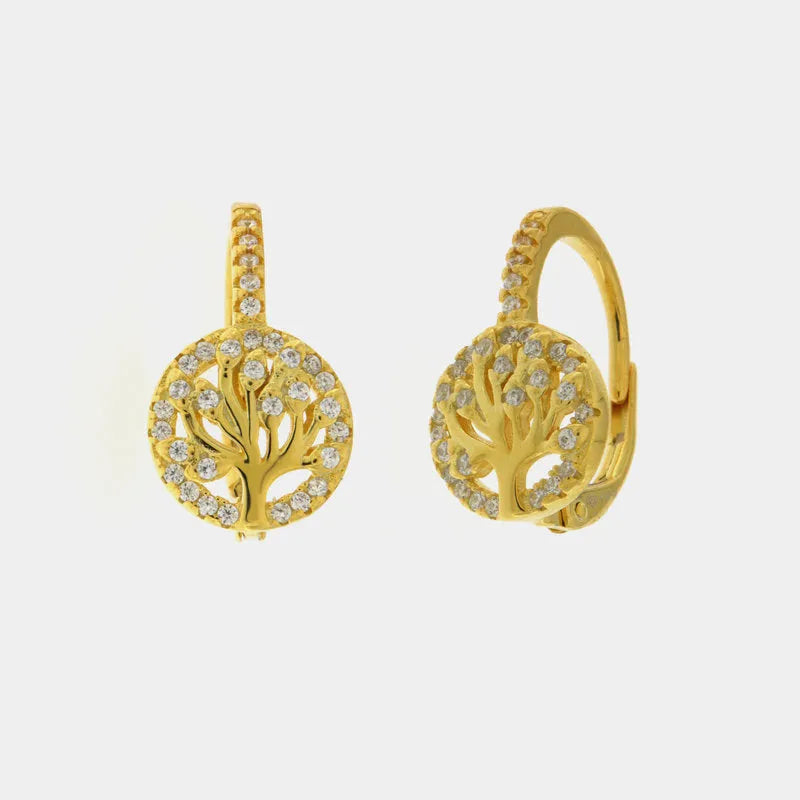 Orecchini in Argento 925 con albero della vita impreziosito da zirconi bianchi