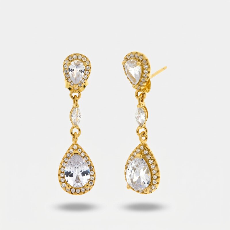Orecchini in Argento 925 con pendenti a forma di goccia impreziositi da zirconi - BYSIMON gioielli