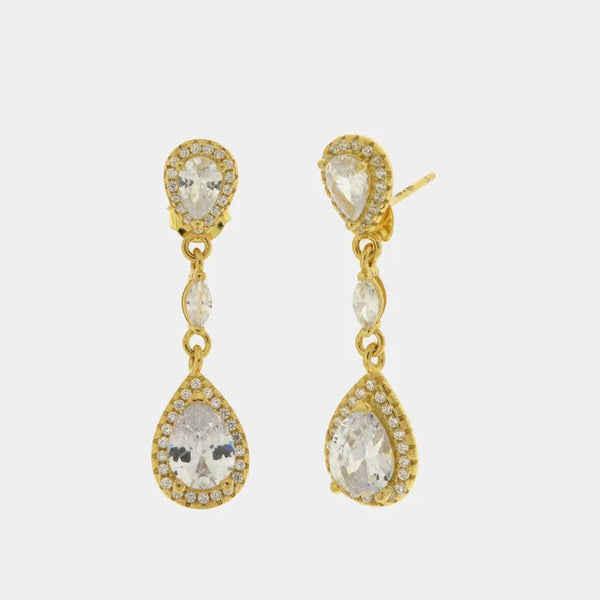Orecchini in Argento 925 con pendenti a forma di goccia impreziositi da zirconi - BYSIMON gioielli