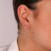 Orecchini in Argento 925 a lobo a forma di infinito con zirconi colorati