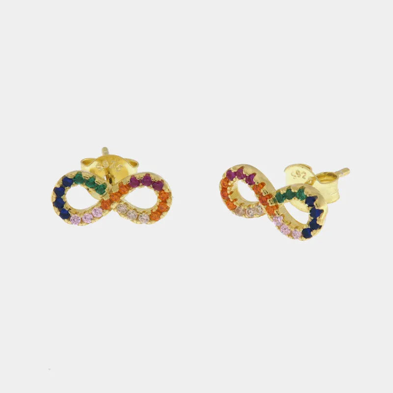Orecchini in Argento 925 a lobo a forma di infinito con zirconi colorati