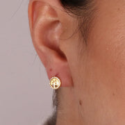 Orecchini in Argento 925 a lobo con albero della vita impreziosito da zirconi bianchi