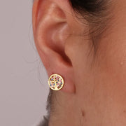 Orecchini in Argento 925 a lobo con albero della vita impreziosito da zirconi colorati