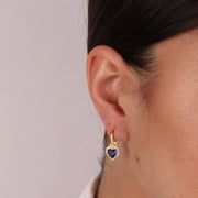 Orecchini in Argento 925 con punto luce a cuore blu impreziosito da zirconi bianchi