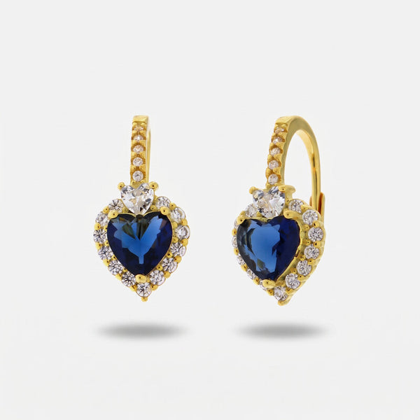 Orecchini argento 925 con punto luce a cuore blu e zirconi bianchi - BYSIMON gioielli