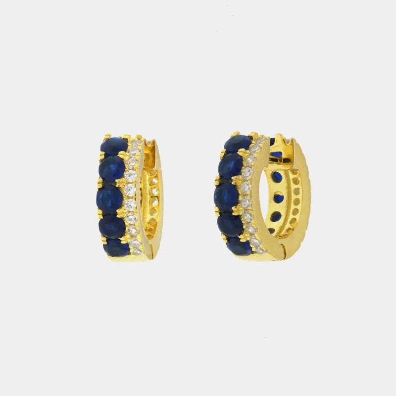 925 Silver circle earrings with blue and white zircons