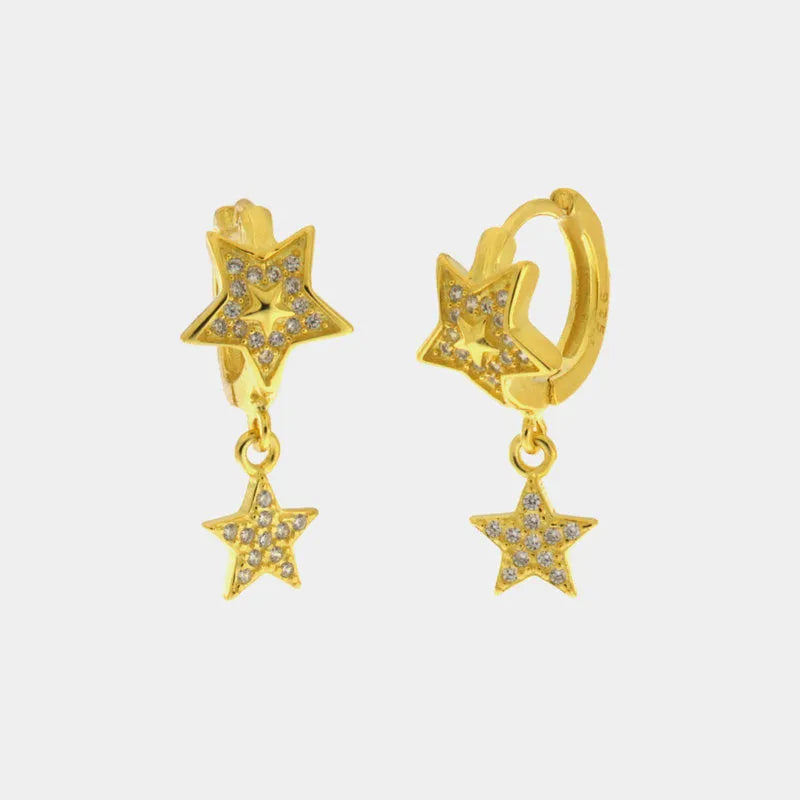 Orecchini in Argento 925 a cerchietto con stella pendente