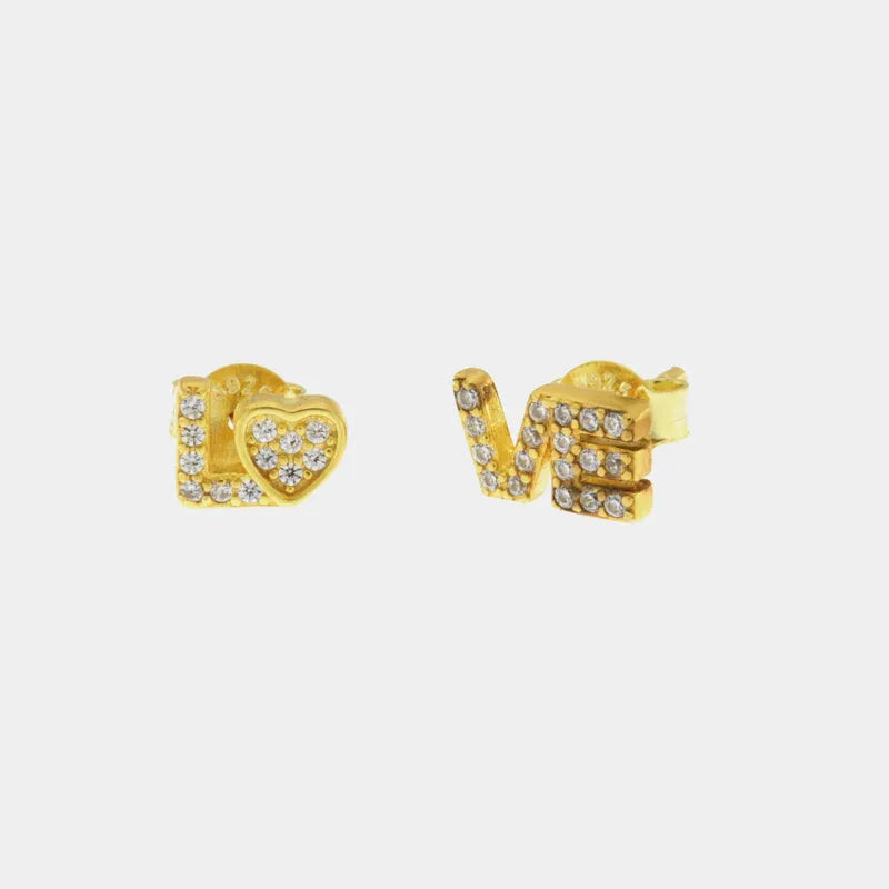 Orecchini in Argento 925 a lobo con scritta LOVE