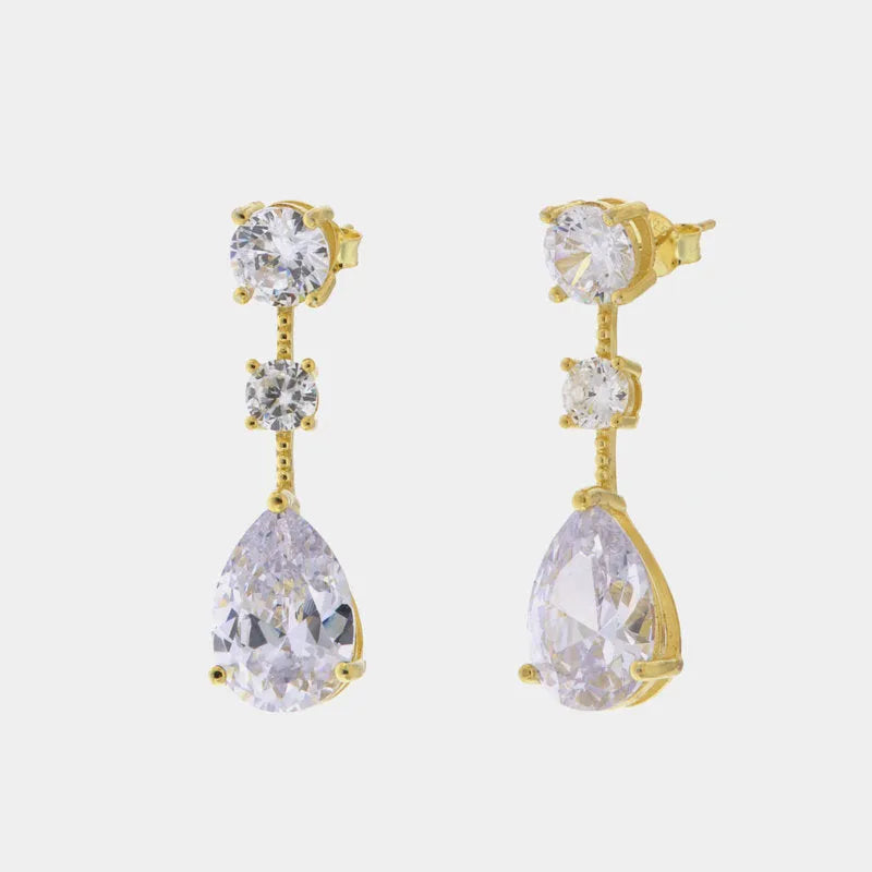 Earrings in 925 silver with pendant white zircons