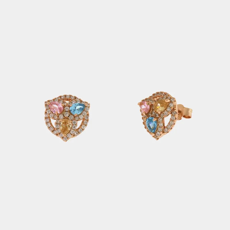 Orecchini in Argento 925 a lobo con zirconi multicolor