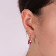 Orecchini in Argento 925 con zircone quadrato rosso