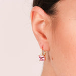 Orecchini in Argento 925 con zircone quadrato rosa BYSIMON - gioiello BySimon