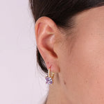 Orecchini in Argento 925 con zircone quadrato lilla - BYSIMON gioielli