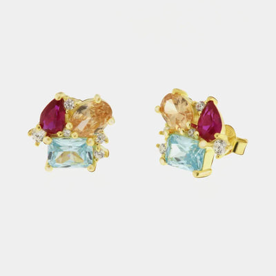 Orecchini in Argento 925 a lobo con zirconi colorati