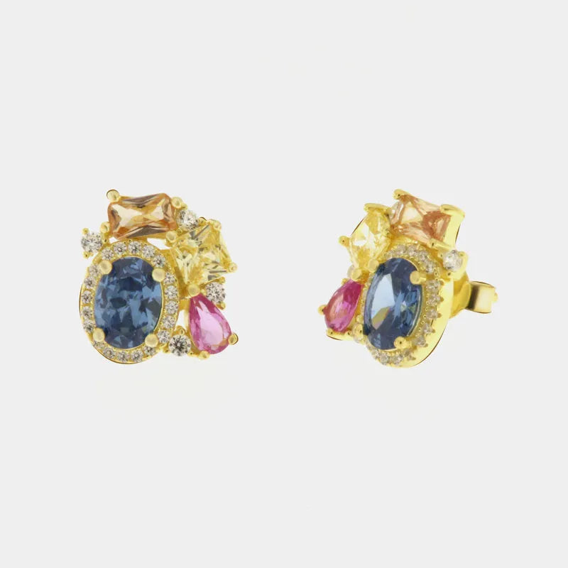 Orecchini in Argento 925 a lobo con zirconi colorati